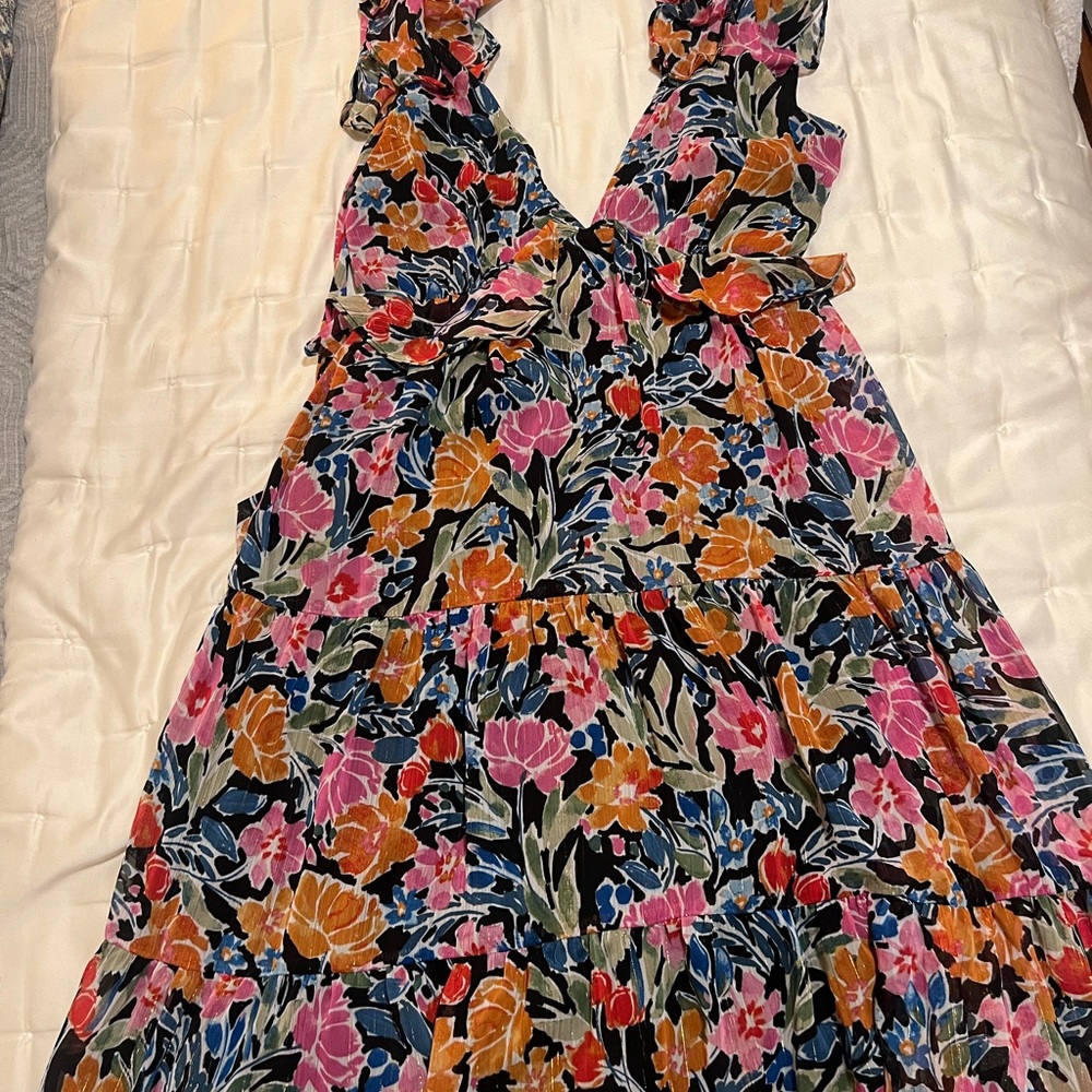 Floral Maxi Dress with Subtle Sparkle